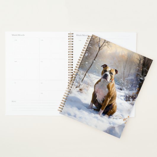 American Staffordshire liet het sneeuwKerstmis Planner (Display)