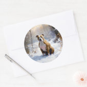 American Staffordshire liet het sneeuwKerstmis Ronde Sticker (Envelop)