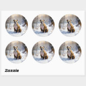 American Staffordshire liet het sneeuwKerstmis Ronde Sticker (Vel)