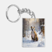 American Staffordshire liet het sneeuwKerstmis Sleutelhanger (Voorkant Links)