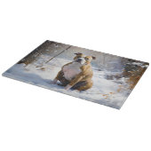 American Staffordshire liet het sneeuwKerstmis Snijplank (Hoek)