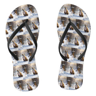 American Staffordshire liet het sneeuwKerstmis Teenslippers