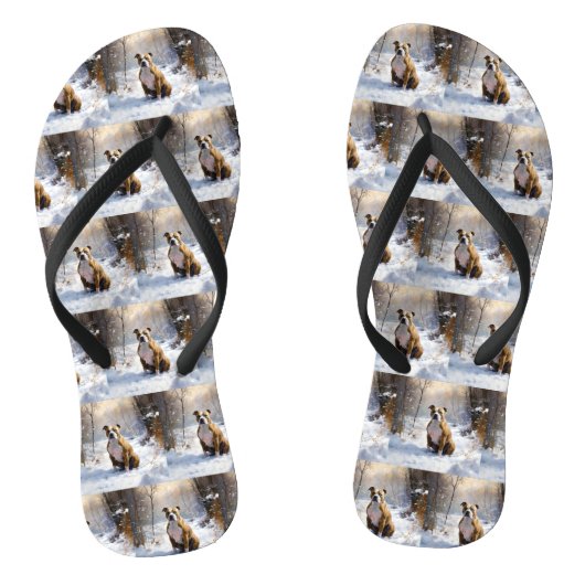 American Staffordshire liet het sneeuwKerstmis Teenslippers (Voetbed)