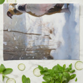 American Staffordshire liet het sneeuwKerstmis Theedoek (Gevouwen)