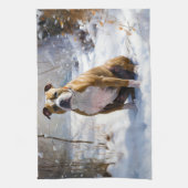 American Staffordshire liet het sneeuwKerstmis Theedoek (Verticaal)