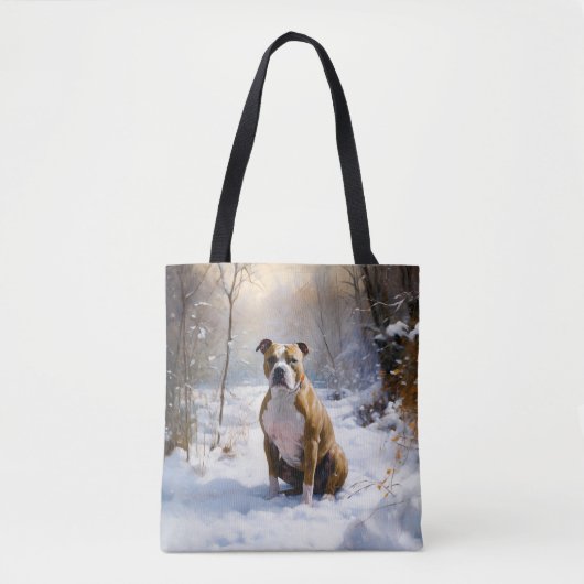 American Staffordshire liet het sneeuwKerstmis Tote Bag (Voorkant)