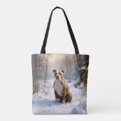 American Staffordshire liet het sneeuwKerstmis Tote Bag (Achterkant)