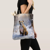 American Staffordshire liet het sneeuwKerstmis Tote Bag (Dichtbij)