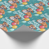 American Staffordshire met ballonnen Verjaardag Cadeaupapier (Hoek)