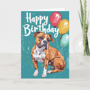 American Staffordshire met ballonnen Verjaardag Kaart