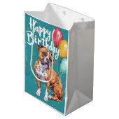American Staffordshire met ballonnen Verjaardag Medium Cadeauzakje (Voorkant Gekanteld)