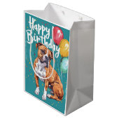 American Staffordshire met ballonnen Verjaardag Medium Cadeauzakje (Achterkant Gekanteld)
