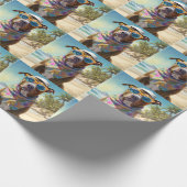 American Staffordshire on Beach,zomercadeau Cadeaupapier (Hoek)