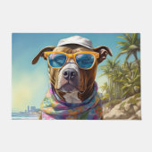 American Staffordshire on Beach,zomercadeau Deurmat (Voorkant)