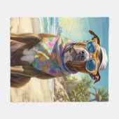 American Staffordshire on Beach,zomercadeau Fleece Deken (Voorkant (Horizontaal))