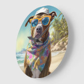 American Staffordshire on Beach,zomercadeau Grote Klok (Hoek)