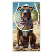 American Staffordshire on Beach,zomercadeau Klein Cadeauzakje (Achterkant)