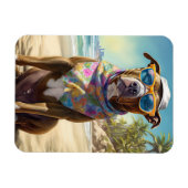 American Staffordshire on Beach,zomercadeau Magneet (Horizontaal)