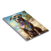 American Staffordshire on Beach,zomercadeau Notitieboek (Rechterzijde)