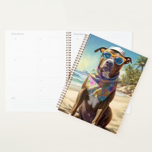 American Staffordshire on Beach,zomercadeau Planner (Display)