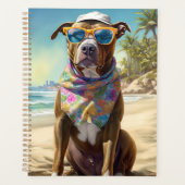 American Staffordshire on Beach,zomercadeau Planner (Voorkant)
