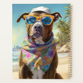 American Staffordshire on Beach,zomercadeau Planner (Achterkant)