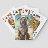 American Staffordshire on Beach,zomercadeau Pokerkaarten (Achterkant)