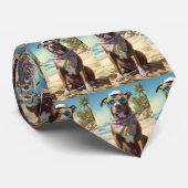 American Staffordshire on Beach,zomercadeau Stropdas (Opgerold)