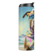 American Staffordshire on Beach,zomercadeau Thermosbeker (Gedraaid links)