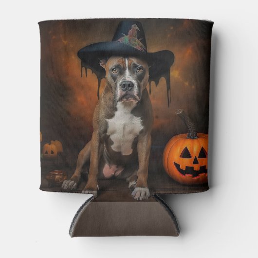 American Staffordshire Pompoenen Halloween Scary Blikjeskoeler (Voorkant)