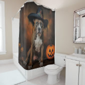 American Staffordshire Pompoenen Halloween Scary Douchegordijn (In situ)