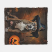 American Staffordshire Pompoenen Halloween Scary Fleece Deken (Voorkant (Horizontaal))