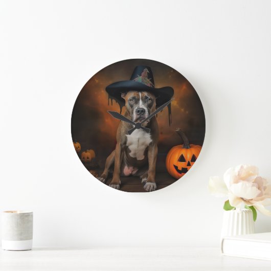 American Staffordshire Pompoenen Halloween Scary Grote Klok (Huis)