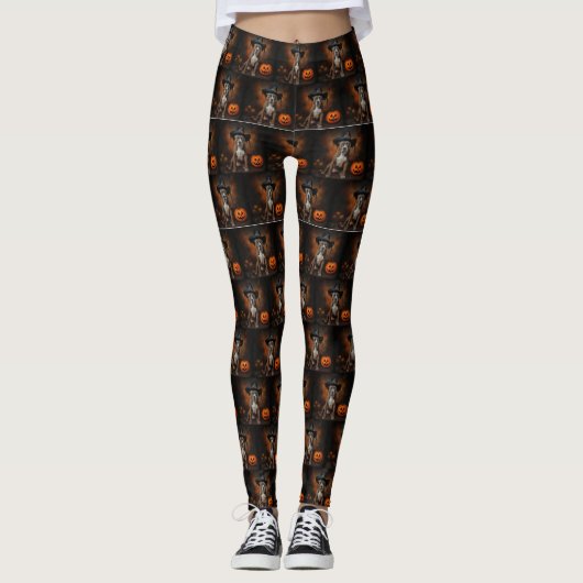 American Staffordshire Pompoenen Halloween Scary Leggings (Voorkant)