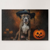 American Staffordshire Pompoenen Halloween Scary Legpuzzel (Horizontaal)