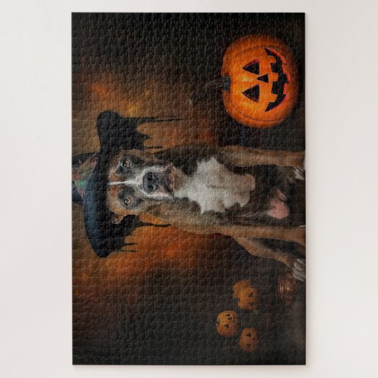 American Staffordshire Pompoenen Halloween Scary Legpuzzel (Verticaal)