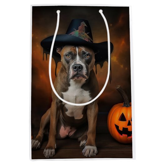 American Staffordshire Pompoenen Halloween Scary Medium Cadeauzakje (Voorkant)