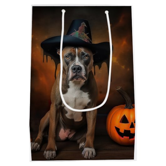 American Staffordshire Pompoenen Halloween Scary Medium Cadeauzakje (Achterkant)