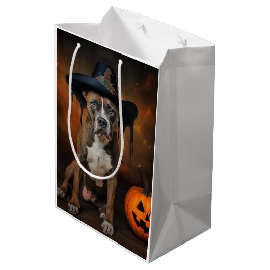 American Staffordshire Pompoenen Halloween Scary Medium Cadeauzakje (Achterkant Gekanteld)