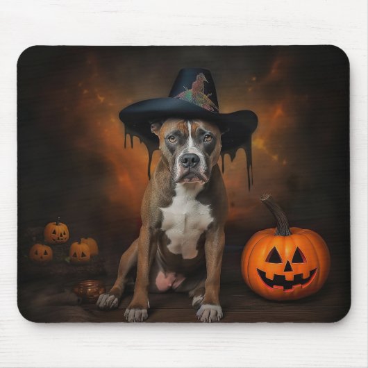 American Staffordshire Pompoenen Halloween Scary Muismat (Voorkant)