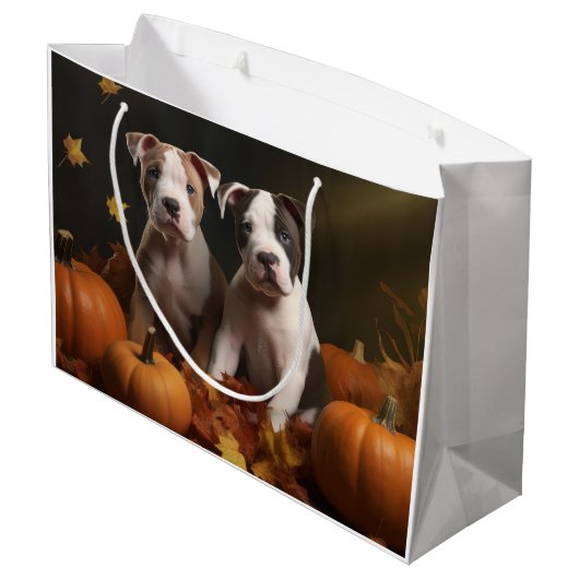 American Staffordshire Puppy Herfst Verrukking Groot Cadeauzakje (Achterkant Gekanteld)