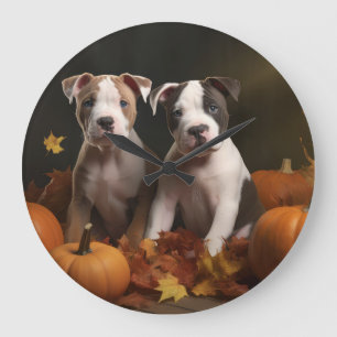American Staffordshire Puppy Herfst Verrukking Grote Klok