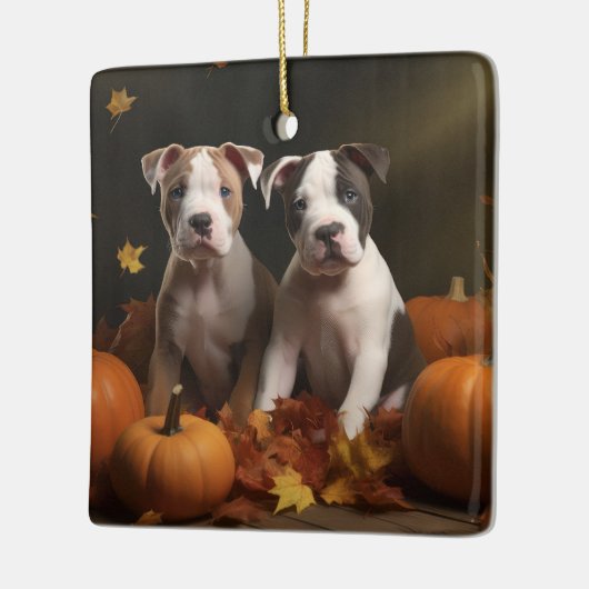American Staffordshire Puppy Herfst Verrukking Keramisch Ornament (Links)