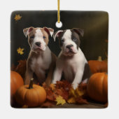 American Staffordshire Puppy Herfst Verrukking Keramisch Ornament (Achterkant)