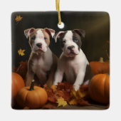 American Staffordshire Puppy Herfst Verrukking Keramisch Ornament (Voorkant)