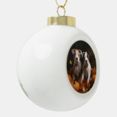 American Staffordshire Puppy Herfst Verrukking Keramische Bal Ornament (Links)