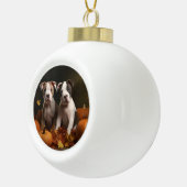American Staffordshire Puppy Herfst Verrukking Keramische Bal Ornament (Rechts)