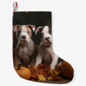 American Staffordshire Puppy Herfst Verrukking Kleine Kerstsok (Voorkant)
