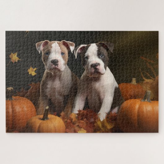 American Staffordshire Puppy Herfst Verrukking Legpuzzel (Horizontaal)