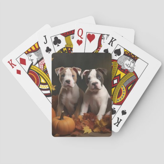 American Staffordshire Puppy Herfst Verrukking Pokerkaarten (Achterkant)